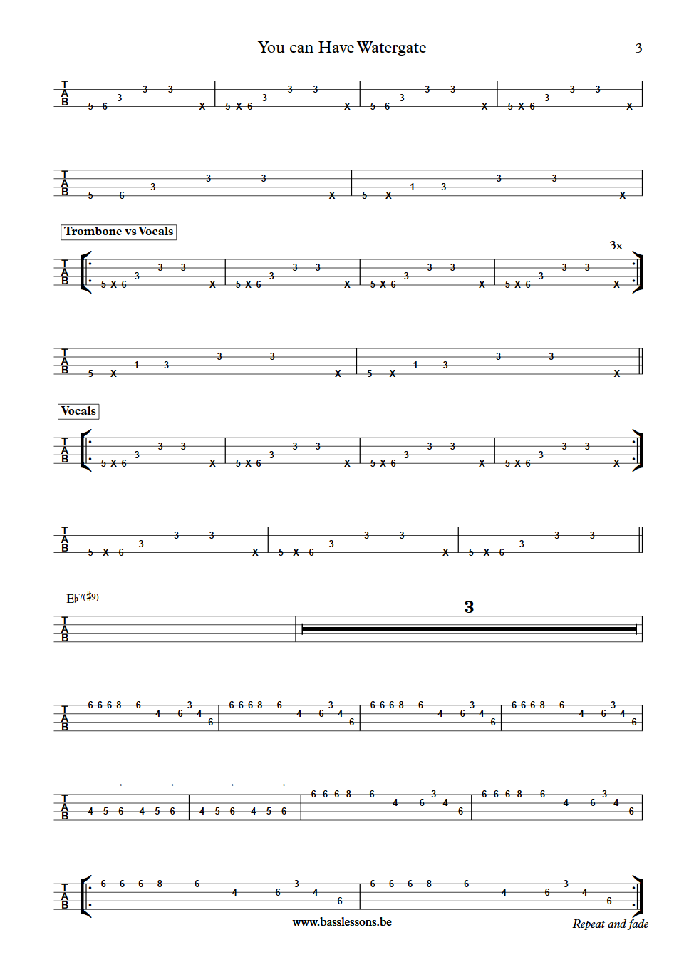 The JBs You can have watergate Fred Thomas Bass tab part 3