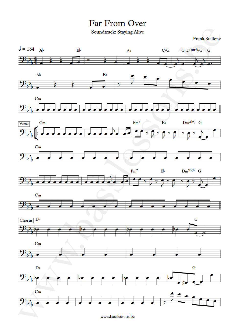 Frank Stallone Far from over bass transcription