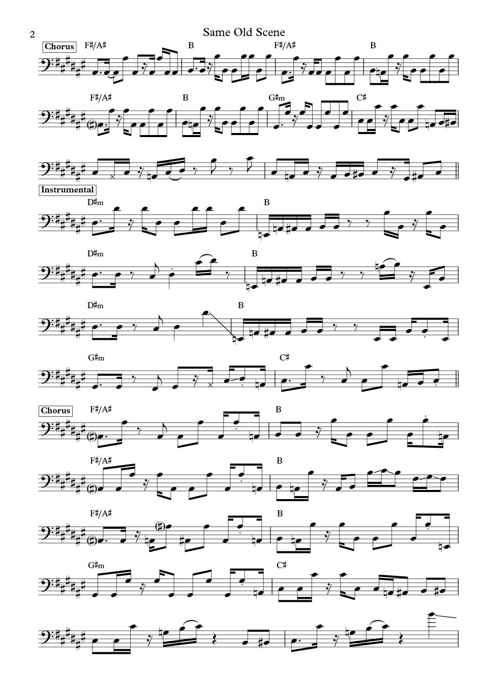 Roxy Music Same Old Scene Alan Spenner bass transcription part 2