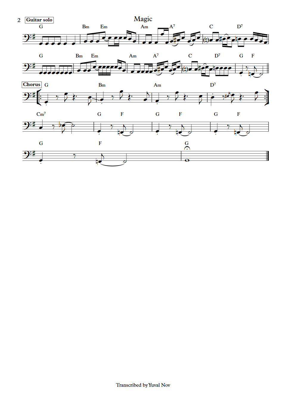 Pilot Magic David Paton bass transcription part 2