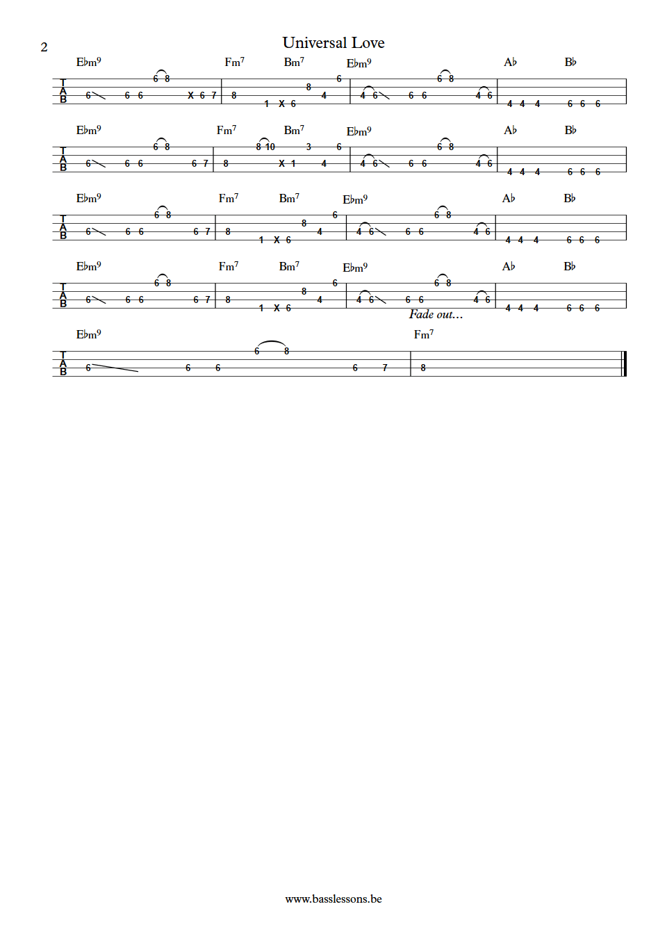 Woods Empire Universal Love Paul Jackson bass tab part 2