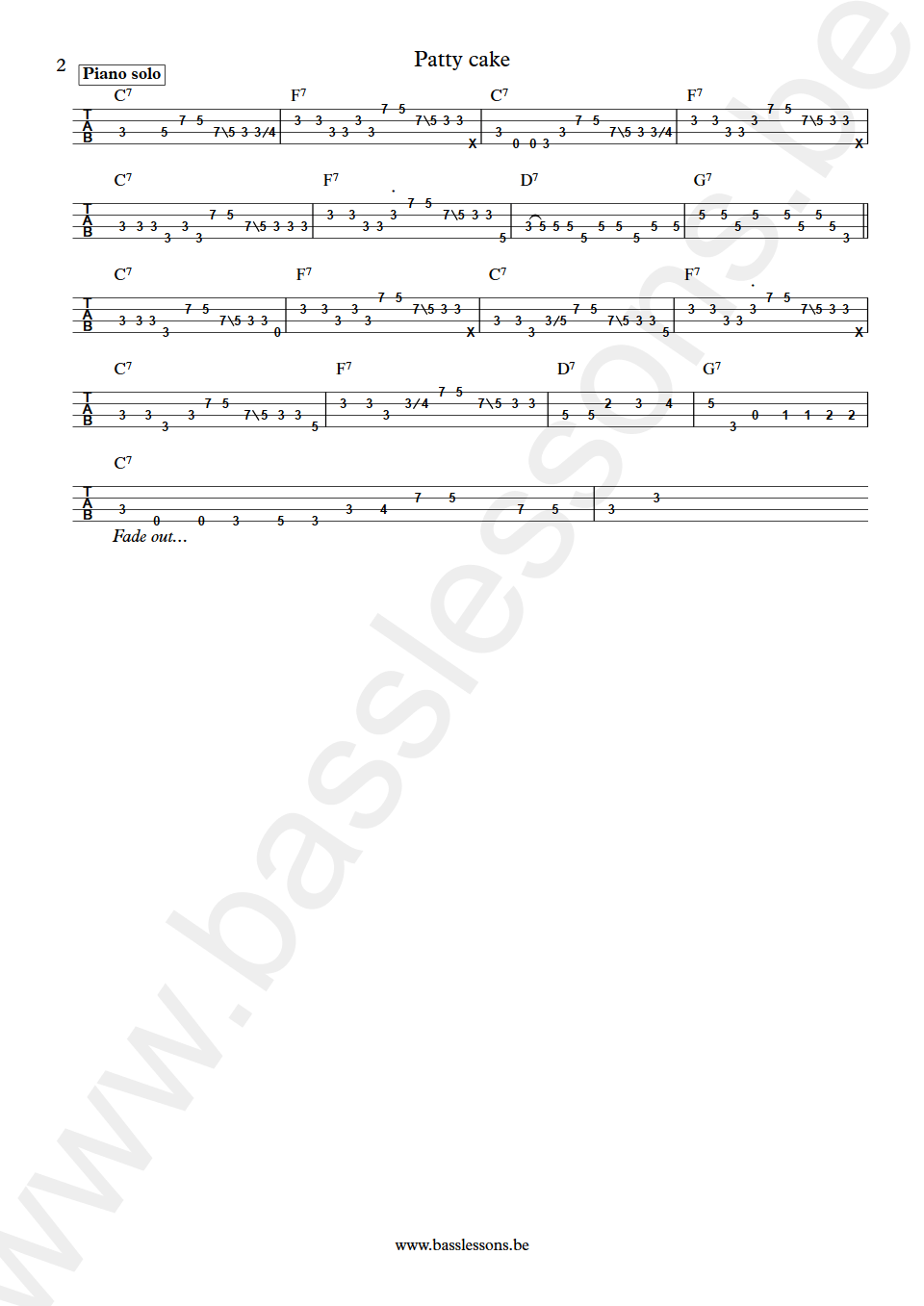 King Curtis Patty Cake Chuck Rainey bass tab part 2