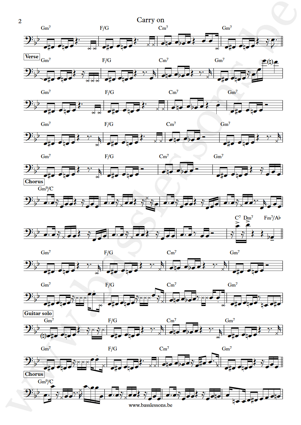 Narada Michael Walden Carry on T.M. Stevens bass transcription part 2