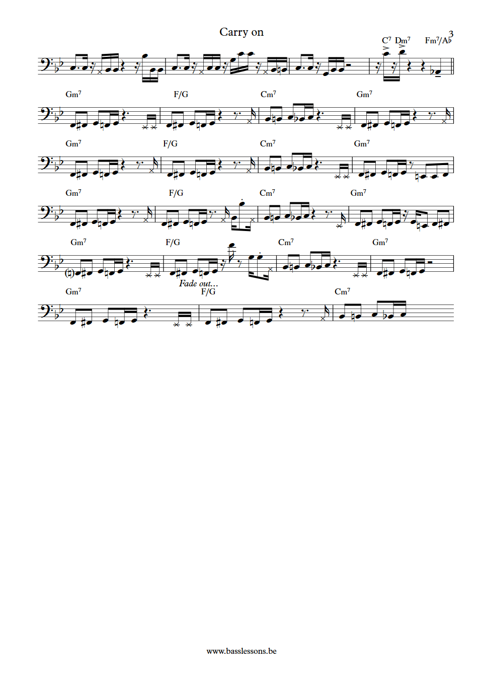 Narada Michael Walden Carry on T.M. Stevens bass transcription part 3