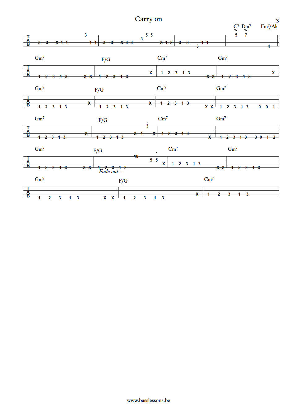 Narada Michael Walden Carry on T.M. Stevens bass tab part 3