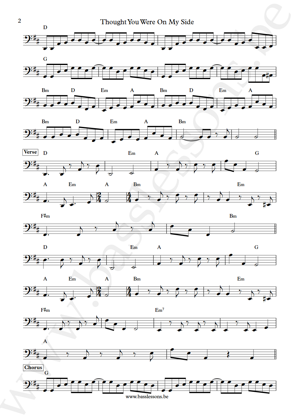 Cock Robin Thought You Were On My Side Peter Kingsbery bass transcription part 2