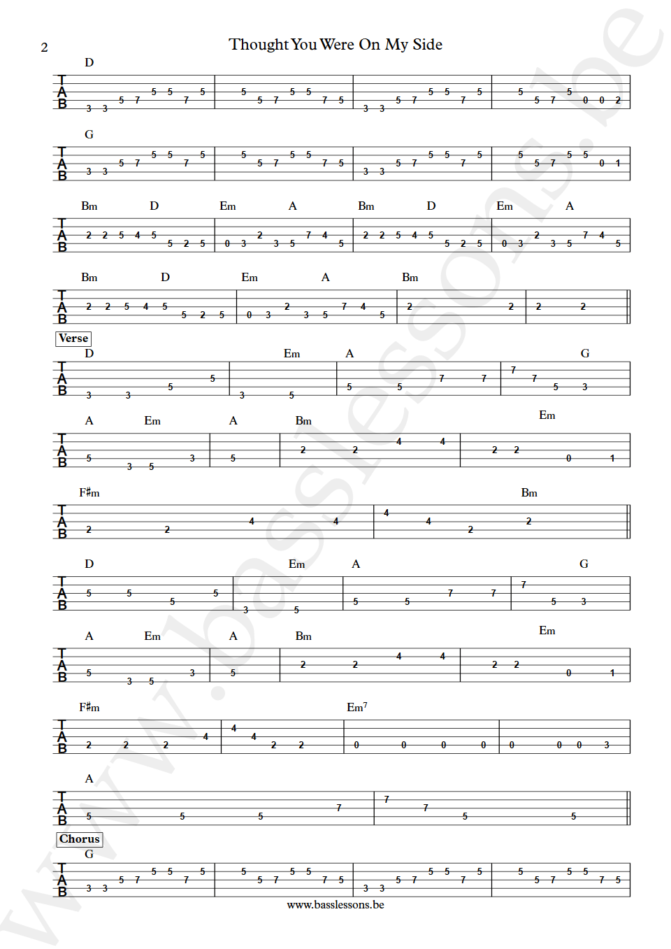 Cock Robin Thought You Were On My Side Peter Kingsbery bass tab part 2