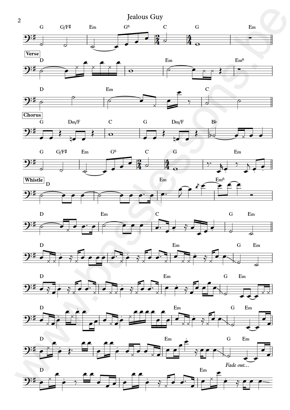 Roxy Music Jealous Guy Jeremy Meehan bass transcription part 2