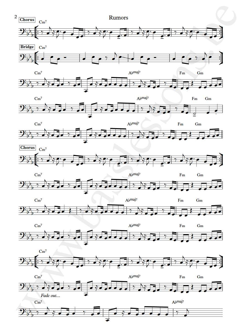 Timex Social Club Rumors bass transcription part 2