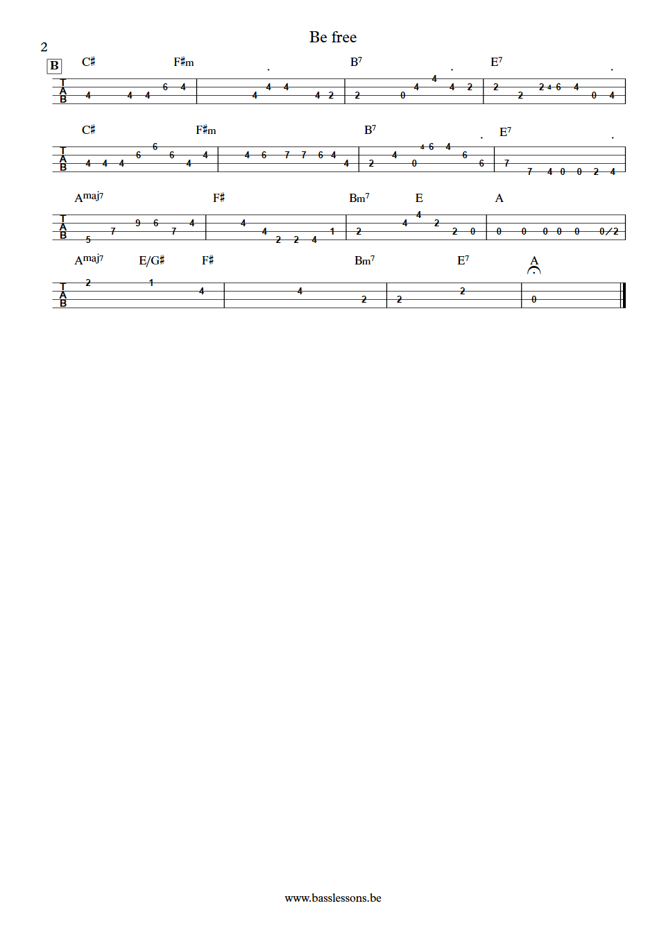 Sylvia Peyton be free bass tab part 2