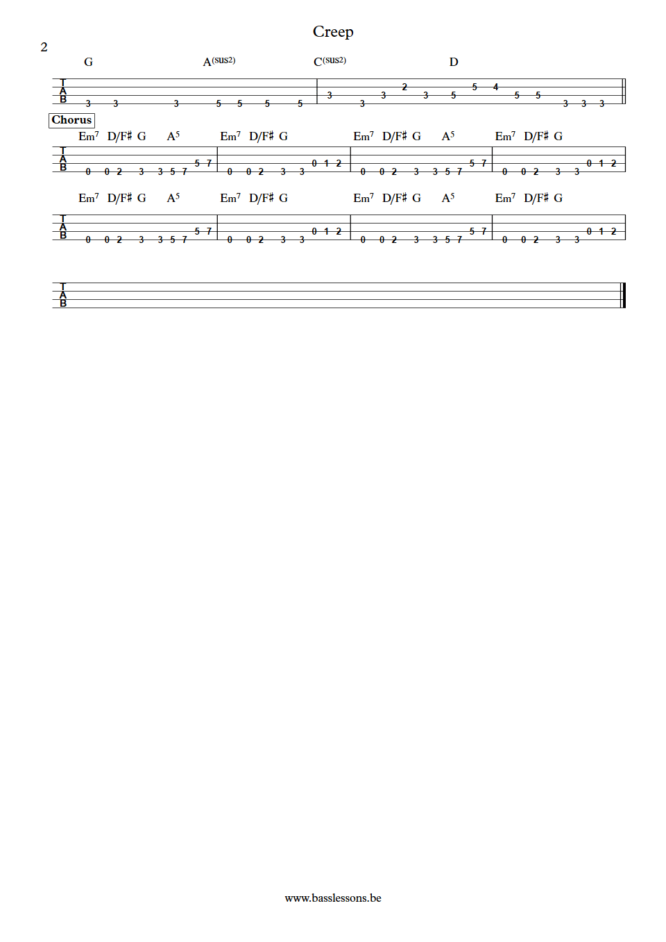 Stone Temple Pilots Creep Robert DeLeo bass tab part 2