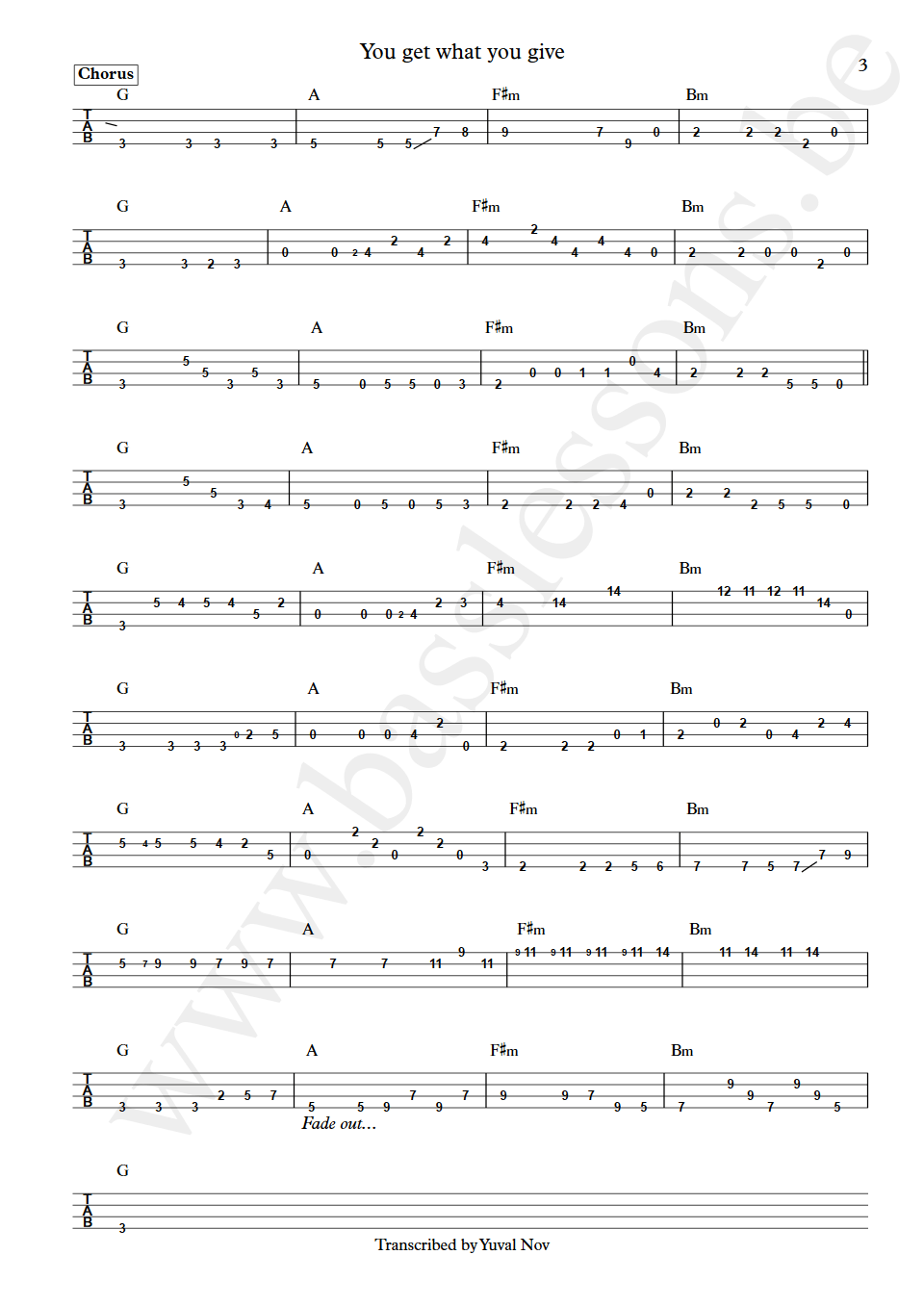 New Radicals You Get What You Give John Pierce bass tab part 3