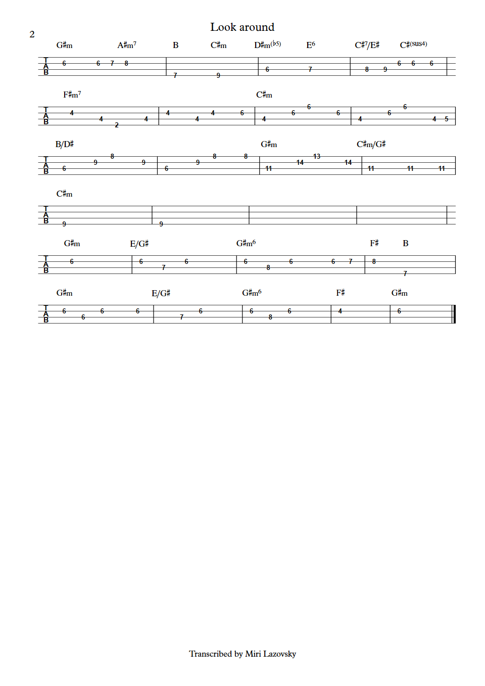Stevie Wonder Look Around bass tab part 2