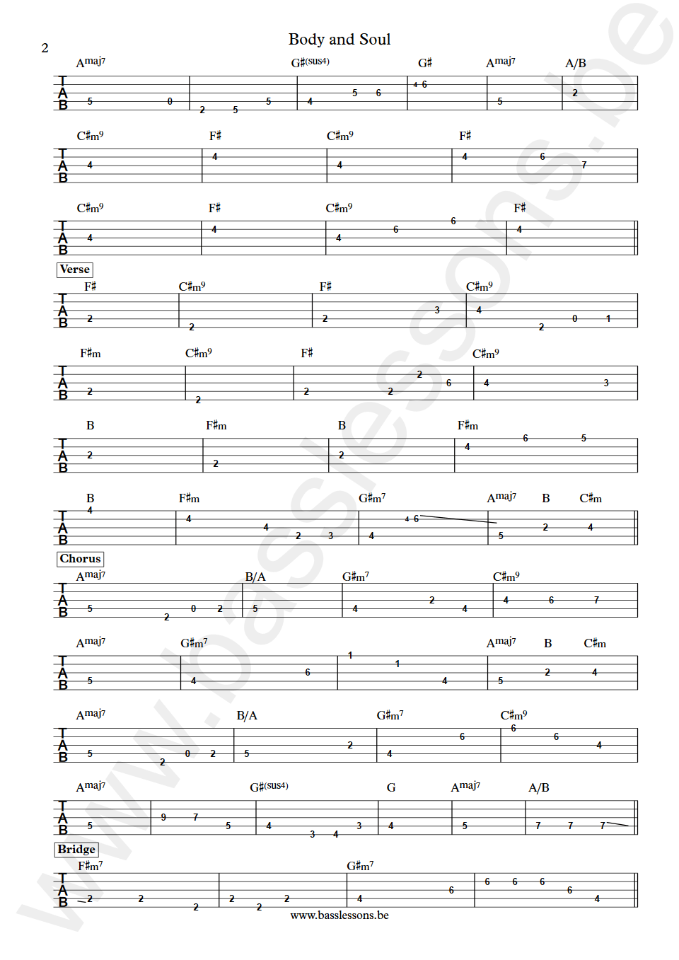 Anita Baker Body and Soul Nathan East  bass tab part 2