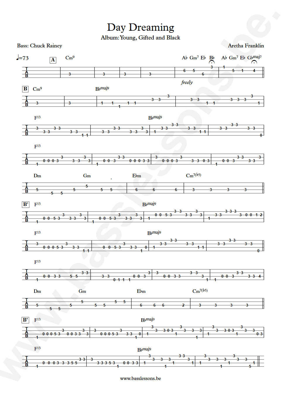 Aretha Franklin Day Dreaming Chuck Rainey bass tab