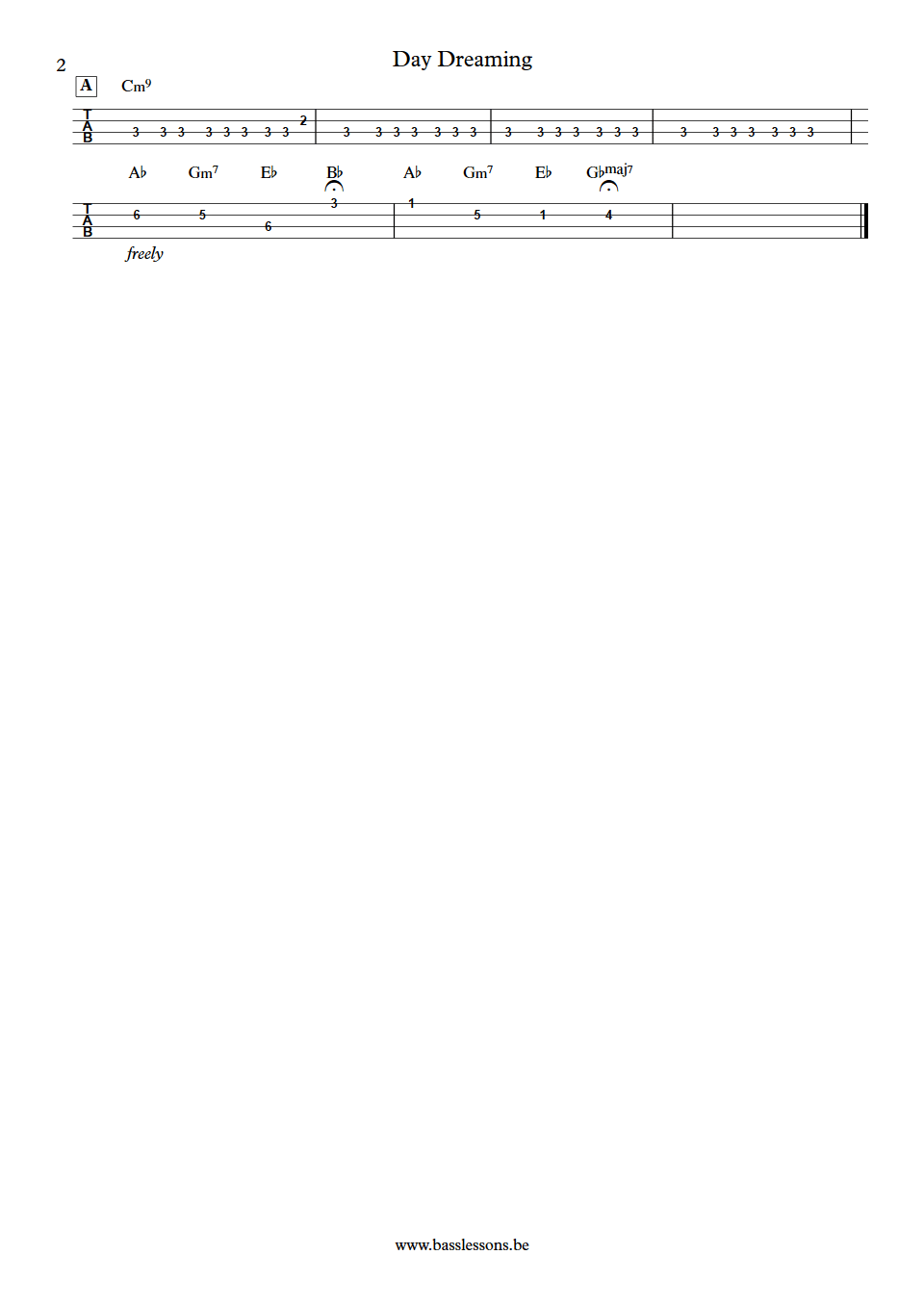 Aretha Franklin Day Dreaming Chuck Rainey bass tab part 2