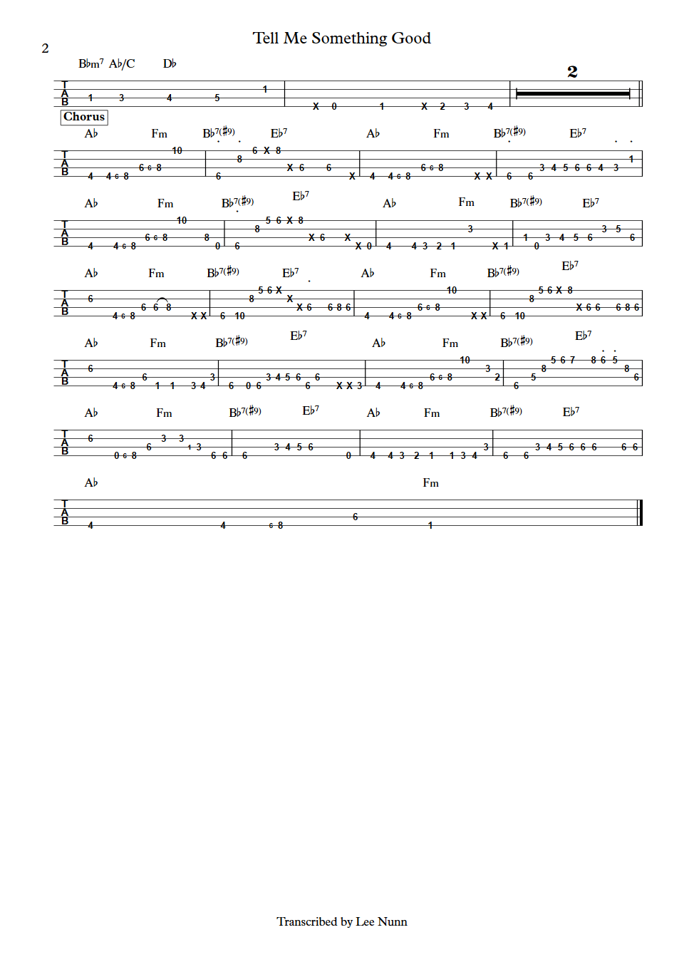 Rufus and Chaka Khan Tell Me Something Good Bobby Watson bass tab part 2