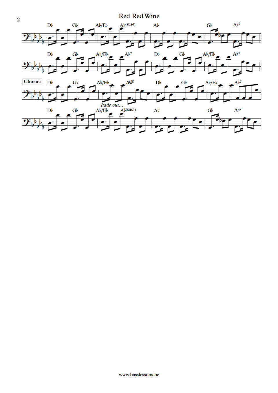 UB40 Red Red Wine Earl Falconer bass transcription part 2