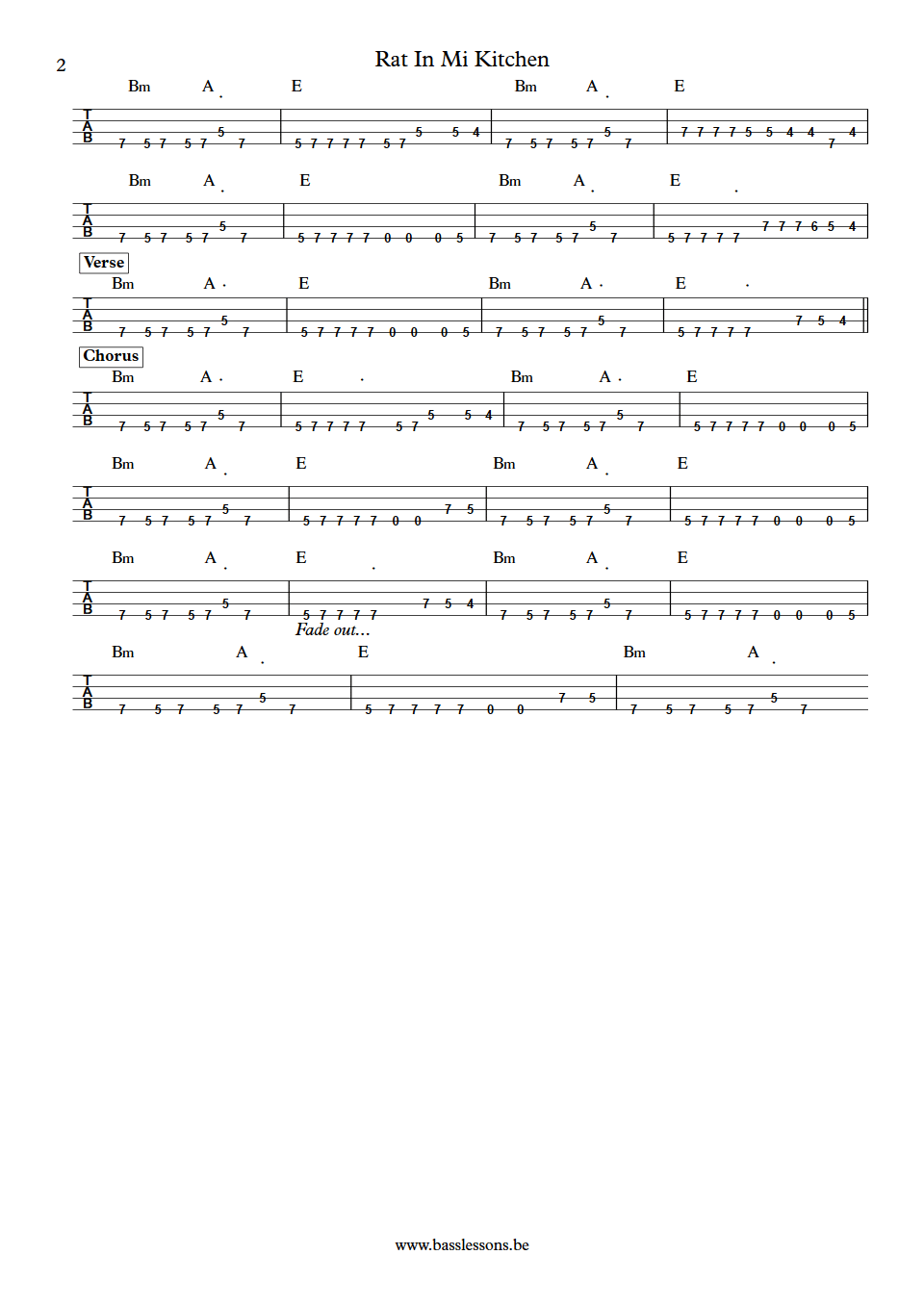 UB40 Rat In Mi Kitchen Earl Falconer bass tab part 2