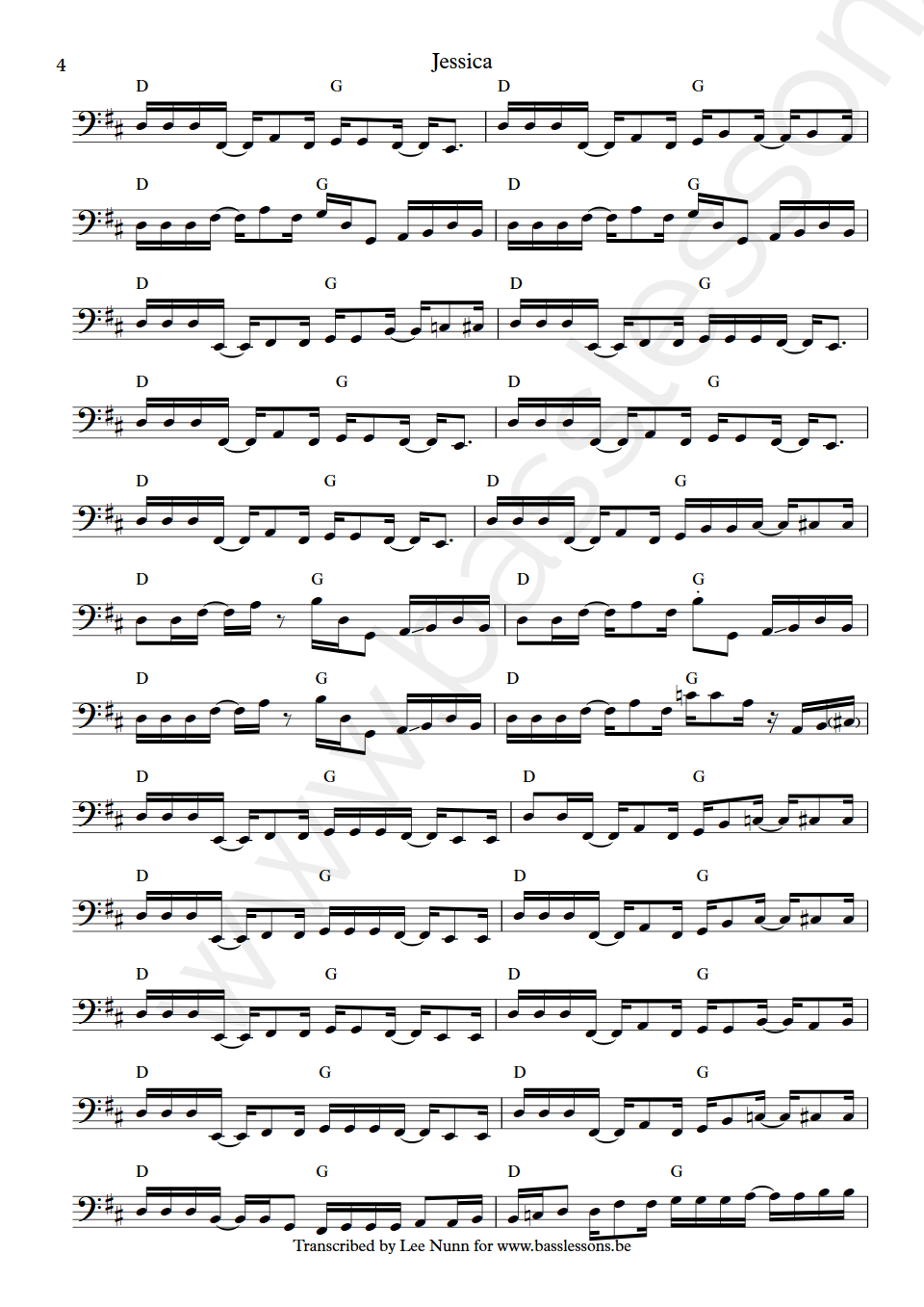 Allman Brothers Band Jessica bass transcription part 4