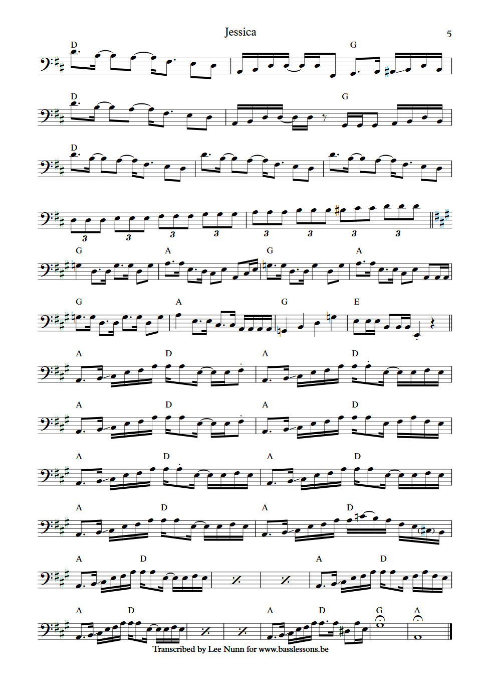 Allman Brothers Band Jessica bass transcription part 5