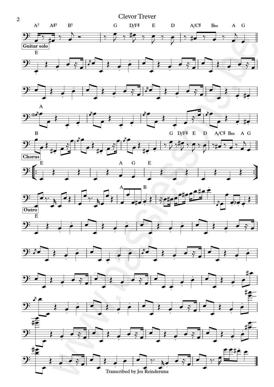 Ian Dury Clevor Trever Norman Watt-Roy bass transcription part 2