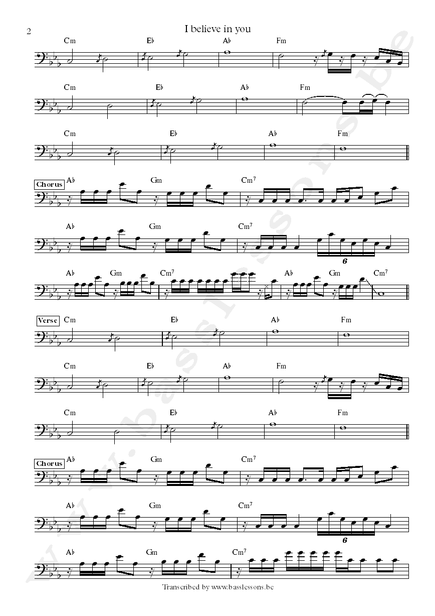 Black Dub I believe in you Daryl Johnson Bass transcription part 2