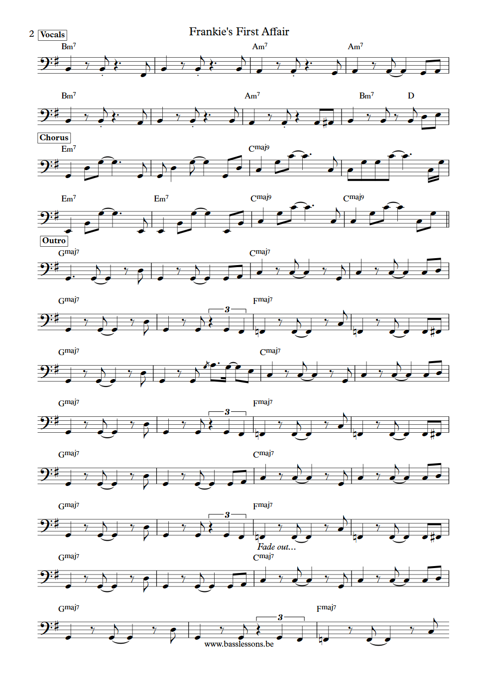 Sade Frankie's First Affair Paul S. Denman Bass Transcription part 2