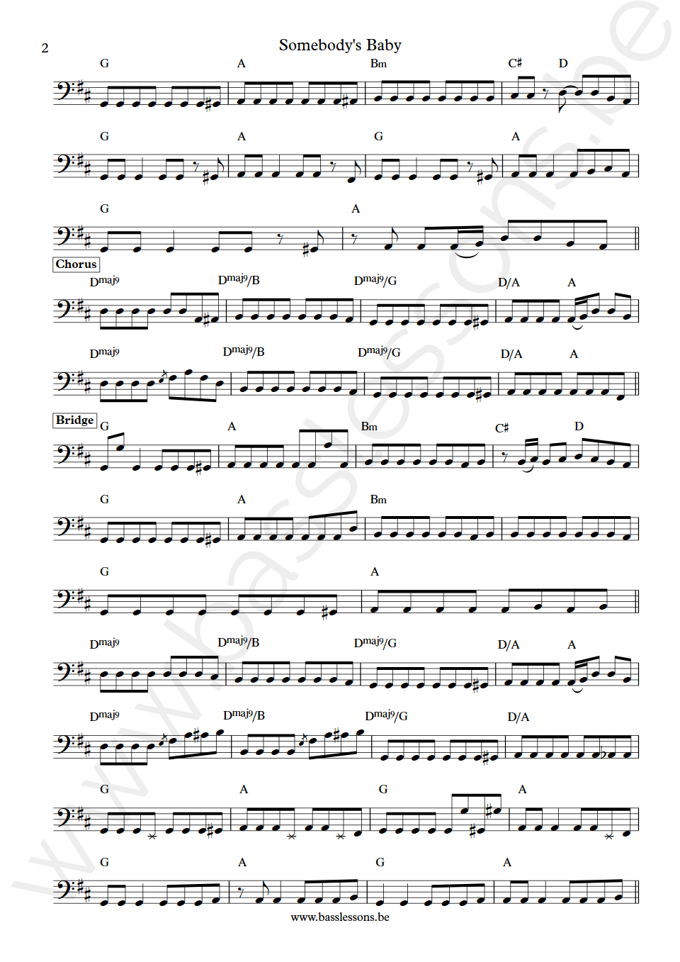 Jackson Browne Somebody's Baby Bob Glaub Bass Transcription part 2