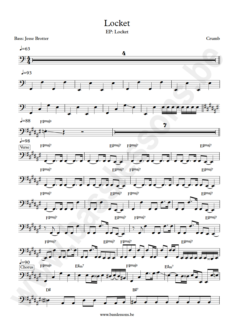 Crumb Locket Jesse Brotter Bass Transcription
