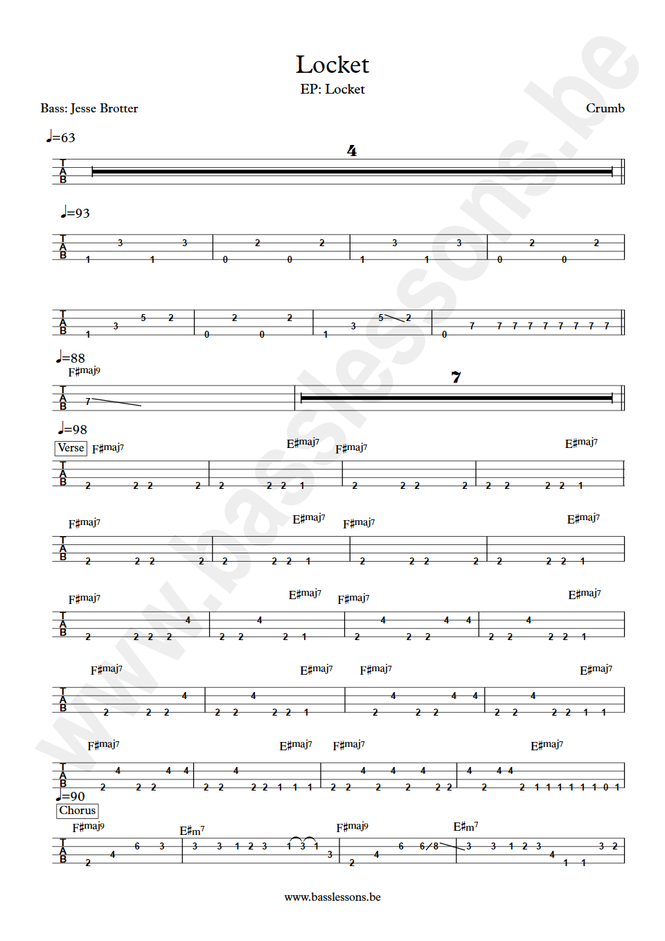 Crumb Locket Jesse Brotter Bass Tab