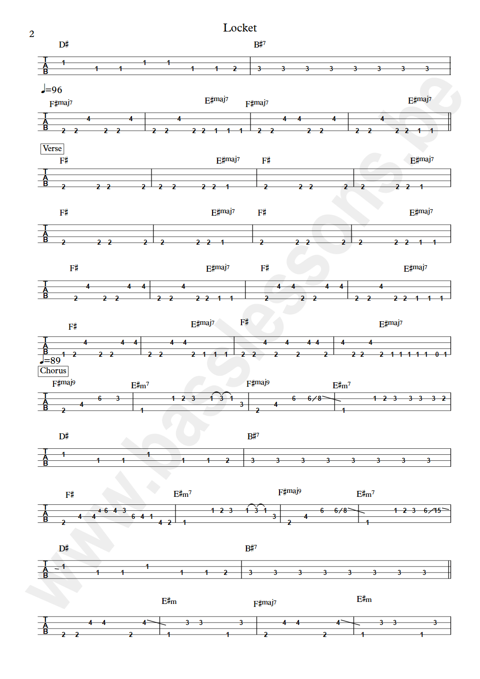 Crumb Locket Jesse Brotter Bass Tab part 2