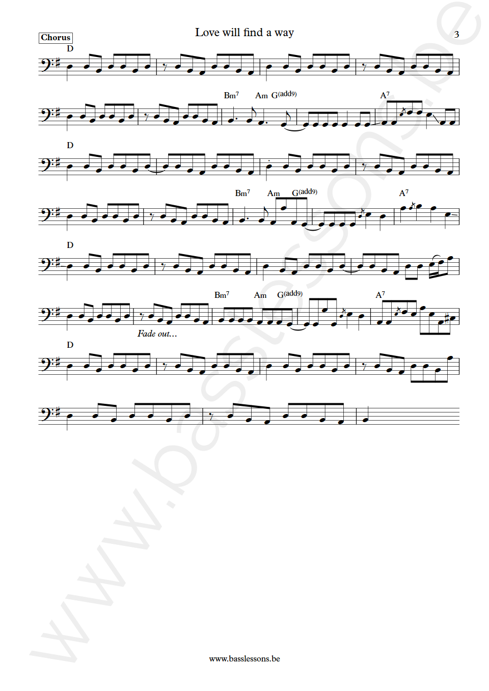 Pablo Cruise Love will find a way Bruce Day Bass Transcription part 3