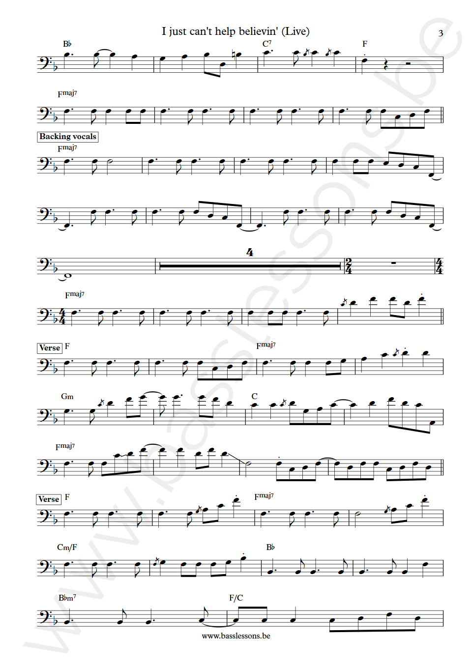 Elvis Presley I just cant help believing Jerry Scheff Bass Transcription part 3