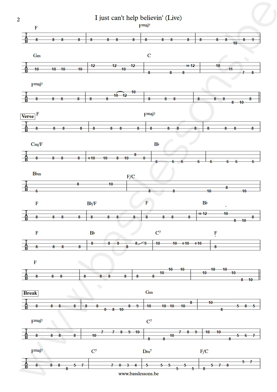 Elvis Presley I just cant help believing Jerry Scheff Bass Tab part 2