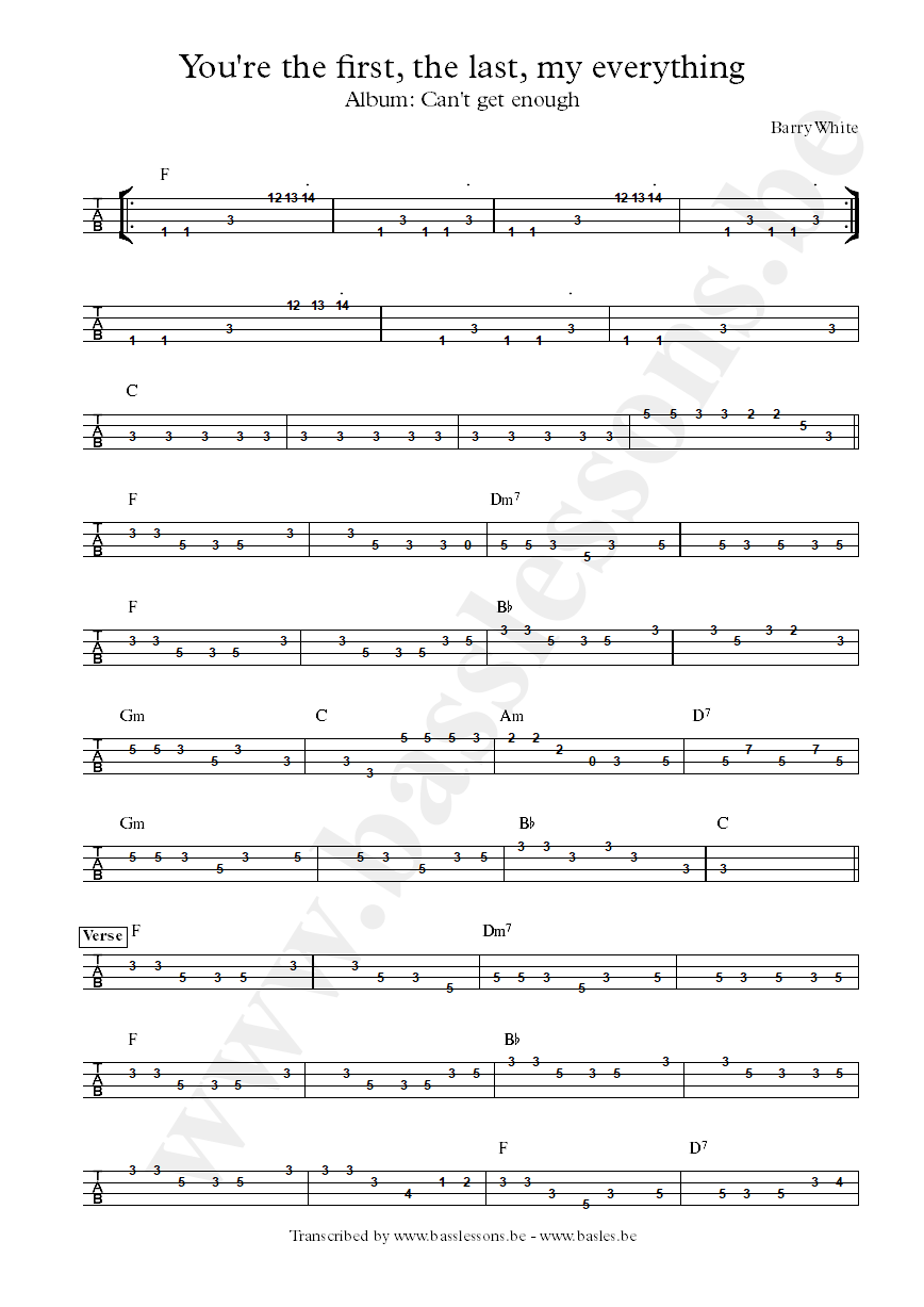 Barry White bass tab