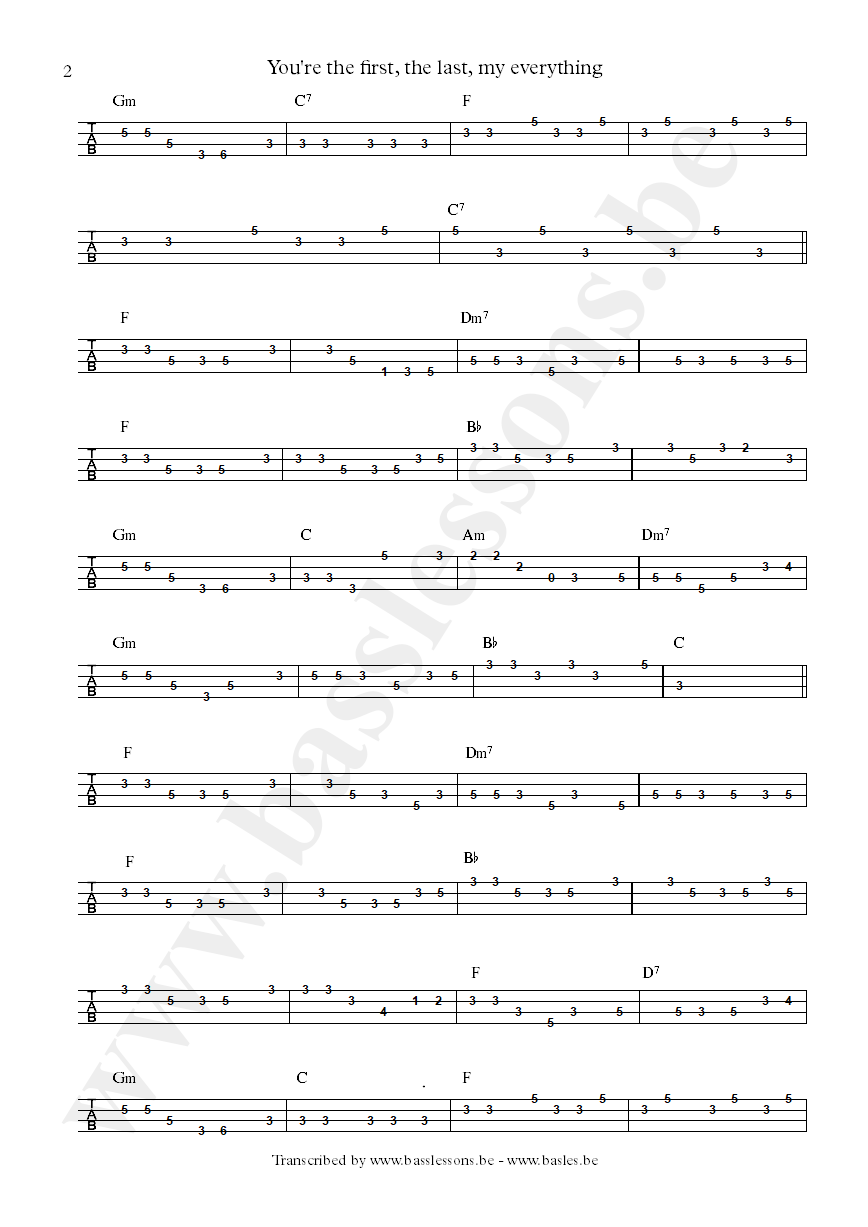 You're the first, the last, my everything - bass tab part 2