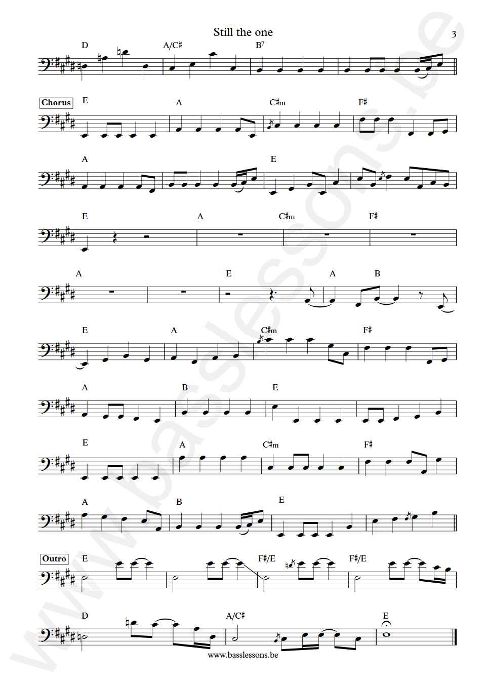 Orleans Still the one Lance Hoppen Bass Transcription part 3