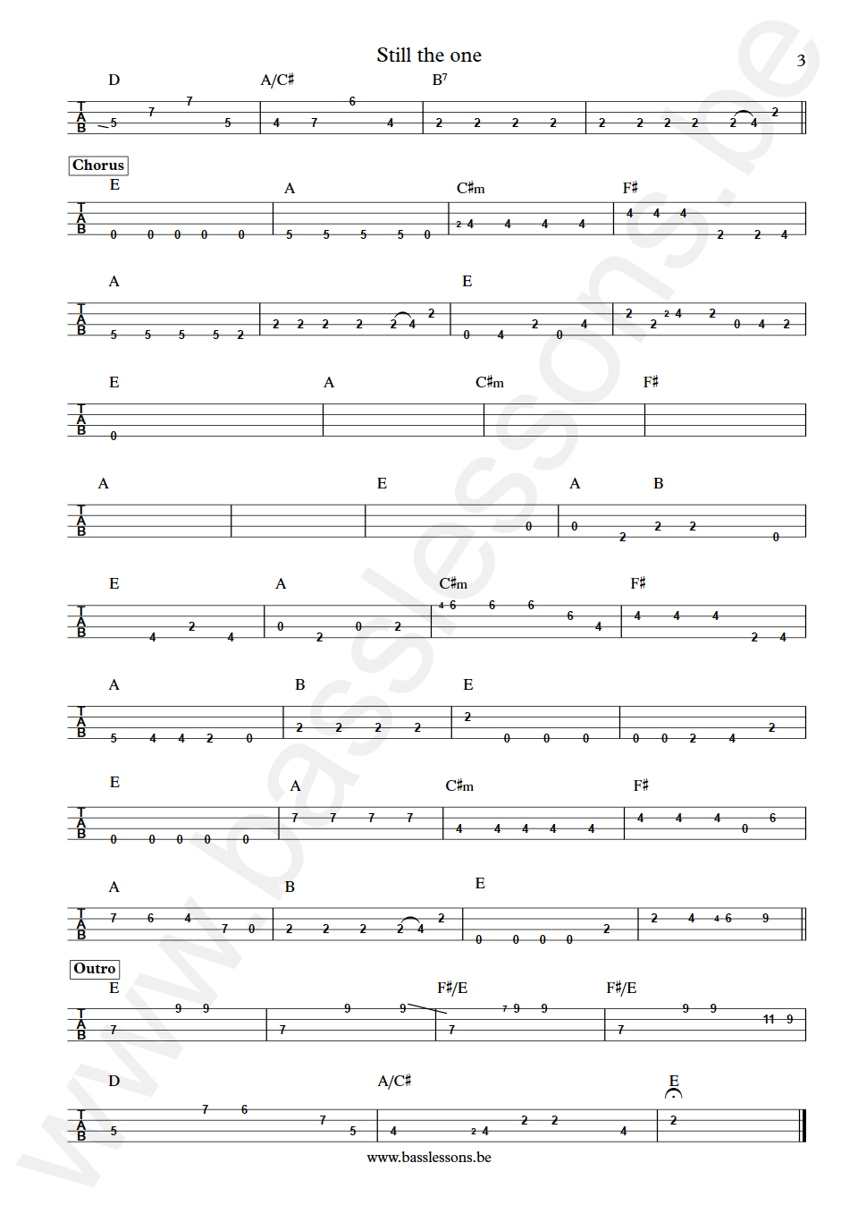 Orleans Still the one Lance Hoppen Bass Tab part 3