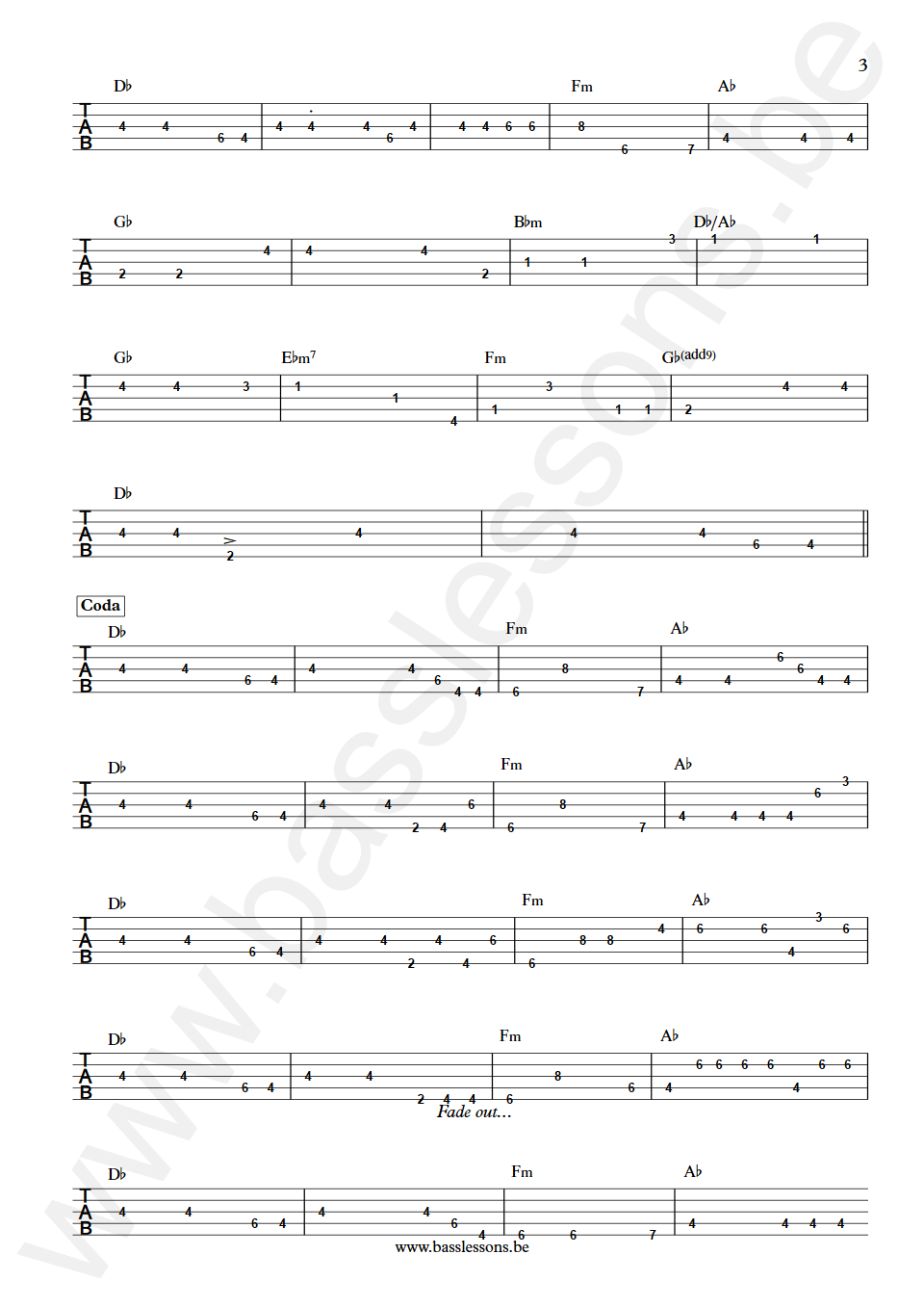 Cock Robin Just Around the Corner Peter Kingsbery Bass Tab part 3