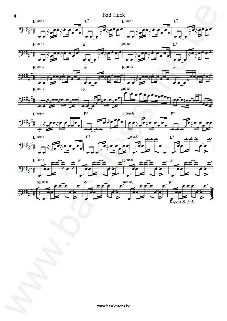 Harold Melvin and the Blue Notes Bad Luck Ronnie Baker Bass Transcription part 4