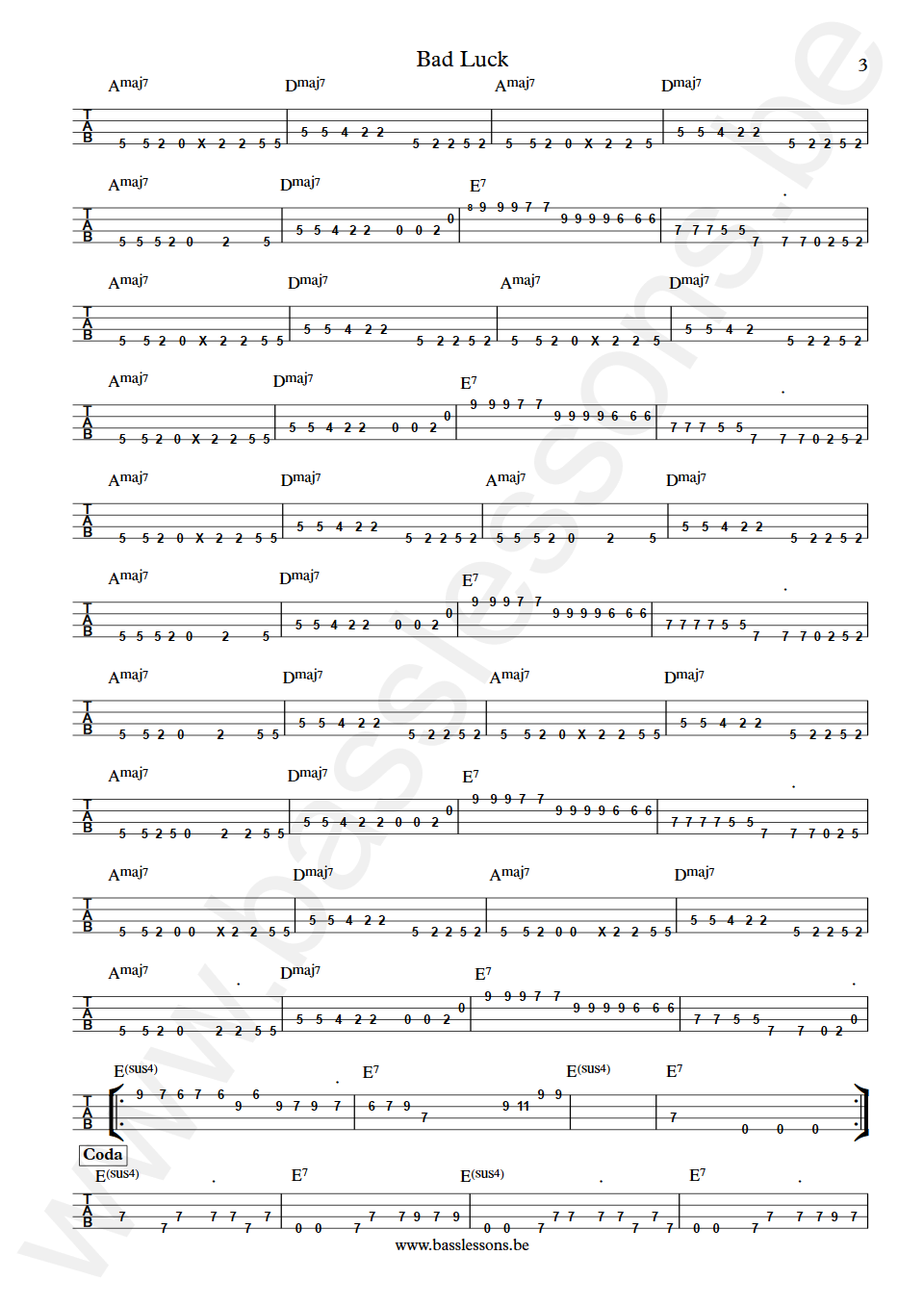 Harold Melvin and the Blue Notes Bad Luck Ronnie Baker Bass Tab part 3