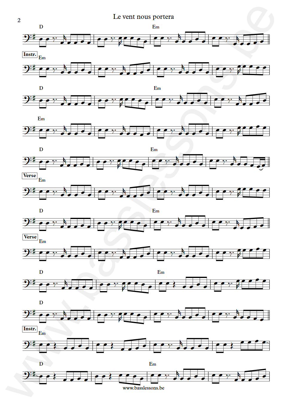 Noir Désir Le vent nous portera Jean-Paul Roy Bass Transcription part 2