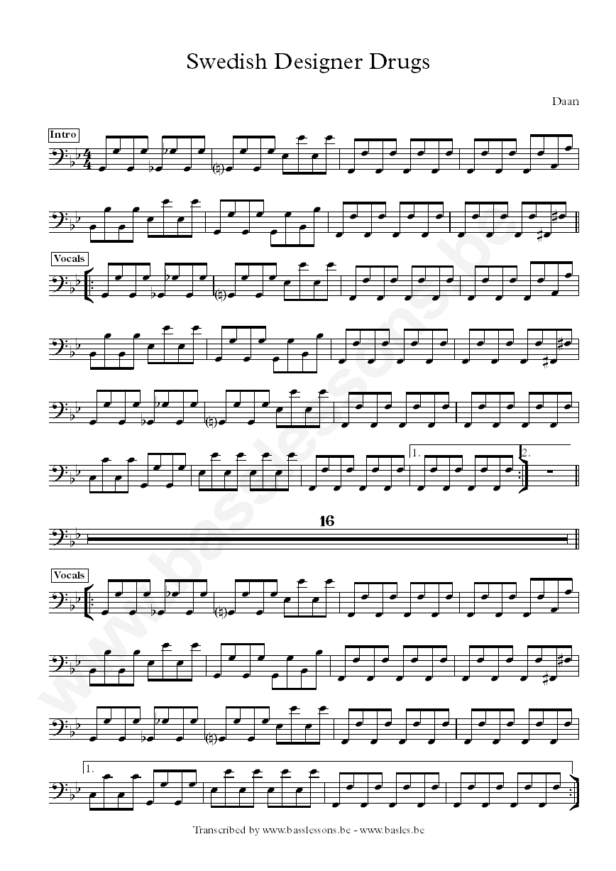 Daan Swedish Designer Drugs synth bass transcription