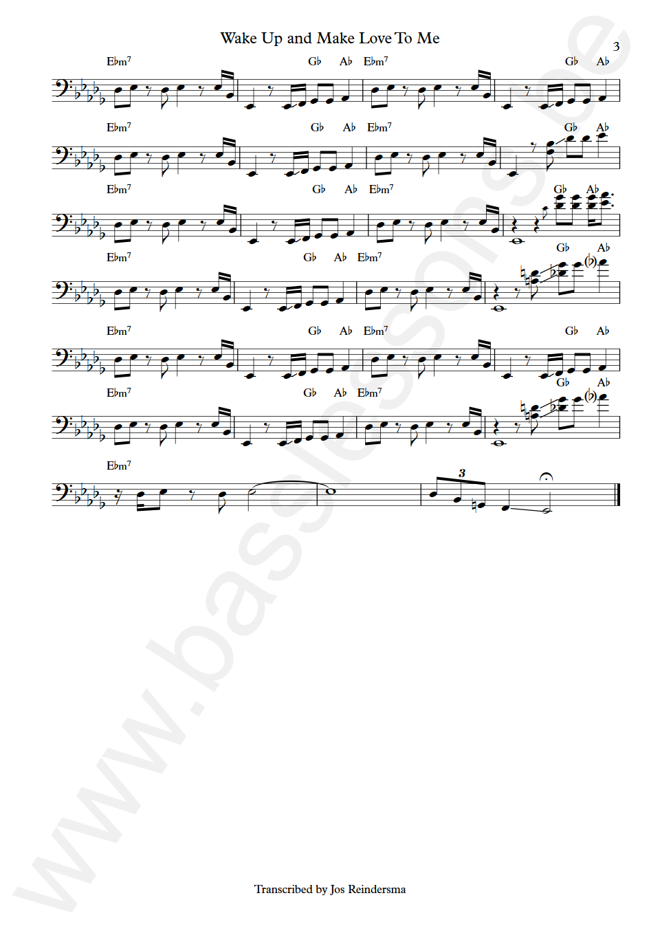 Ian Dury Wake Up and Make Love To Me Norman Watt-Roy Bass Transcription part 3