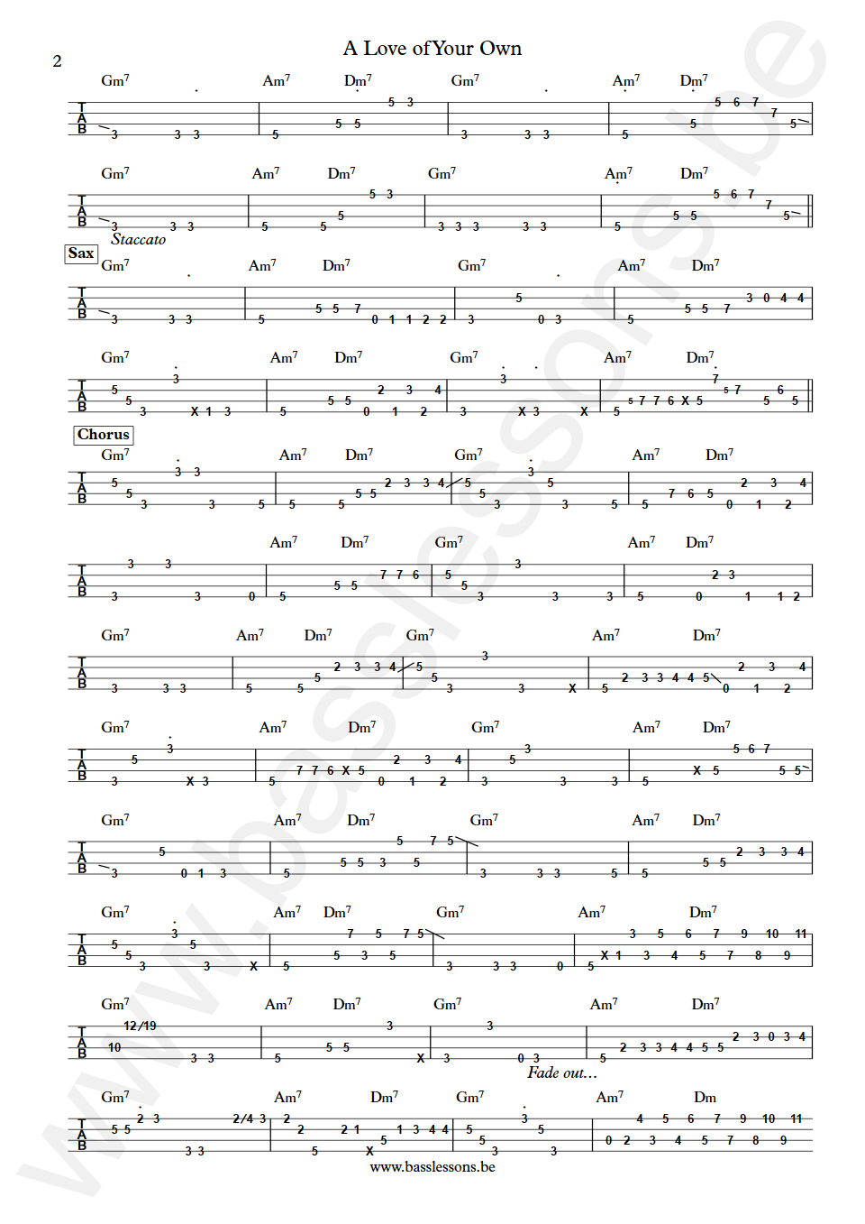 Average White Band A Love Of Your Own Hamish Stuart Bass Tab part 2