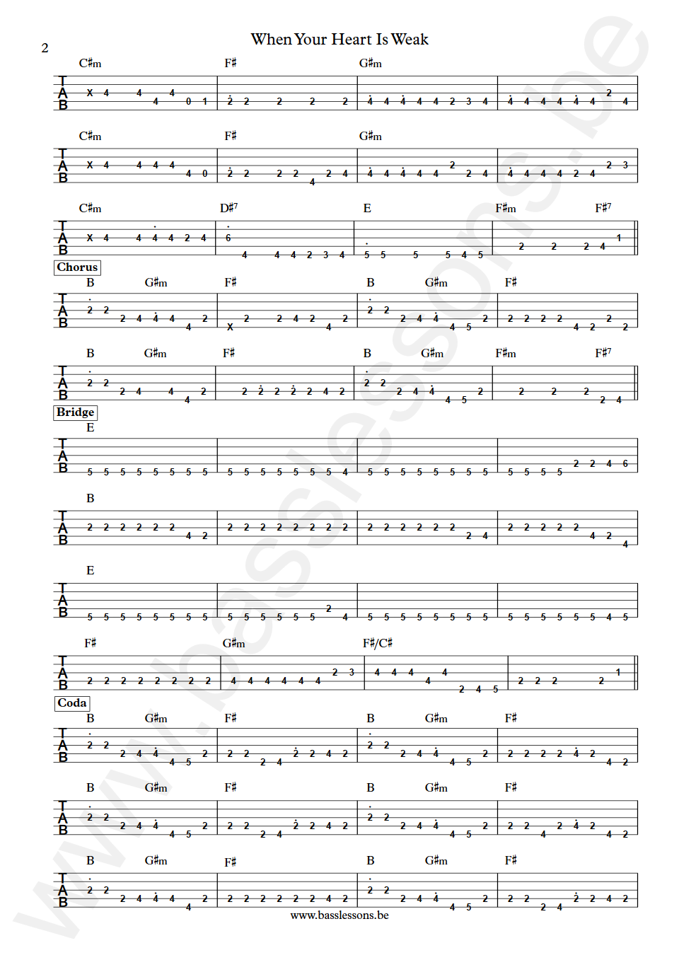 Cock Robin When Your Heart Is Weak Peter Kingsbery Bass Tab part 2