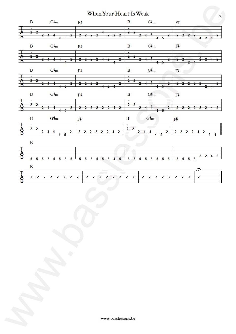 Cock Robin When Your Heart Is Weak Peter Kingsbery Bass Tab part 3