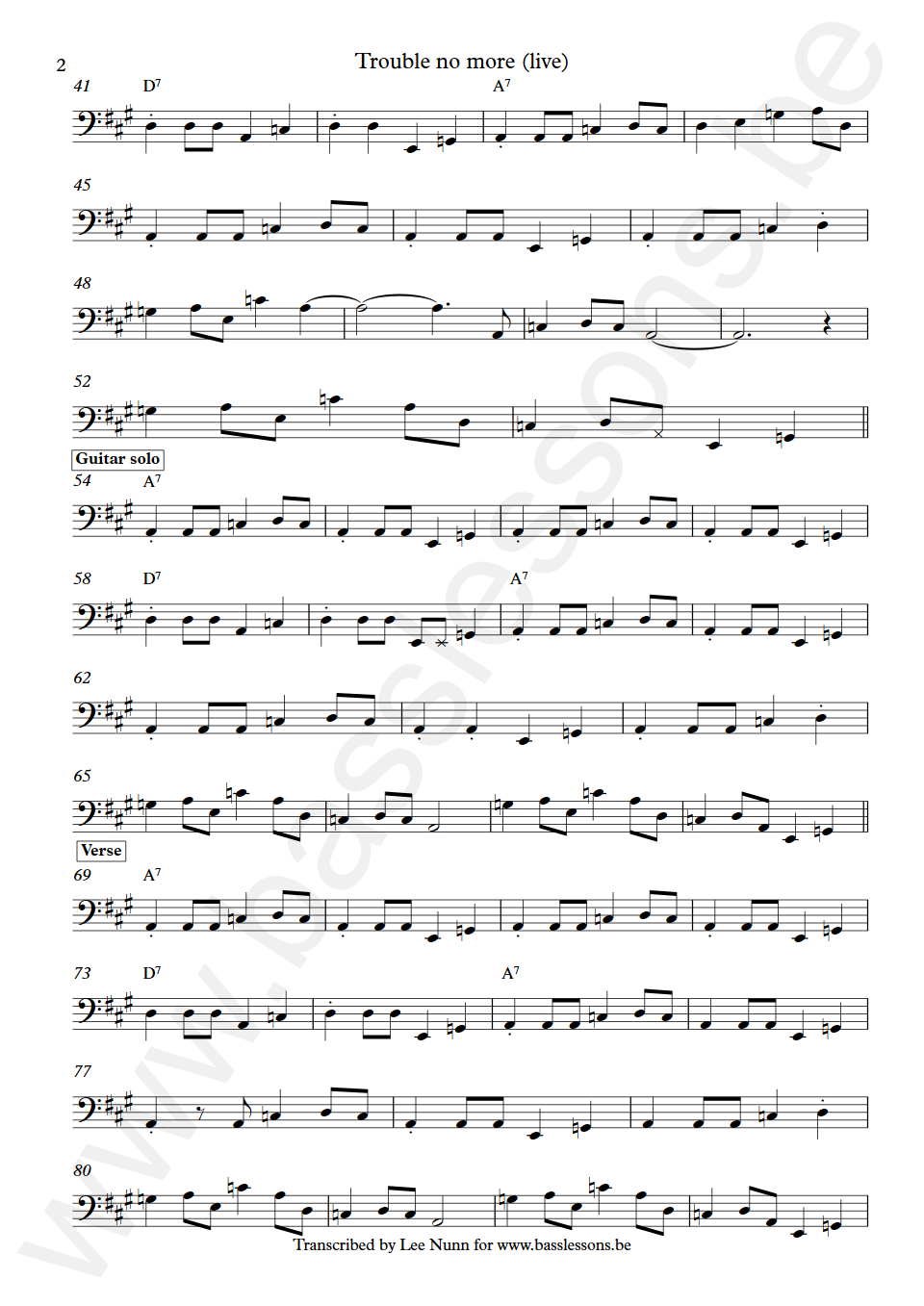 The Allman Brothers Band Trouble no more (live) Berry Oakley Bass Transcription part 2