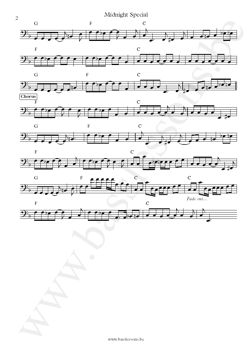 Van Morrison Midnight special Bass Transcription part 2